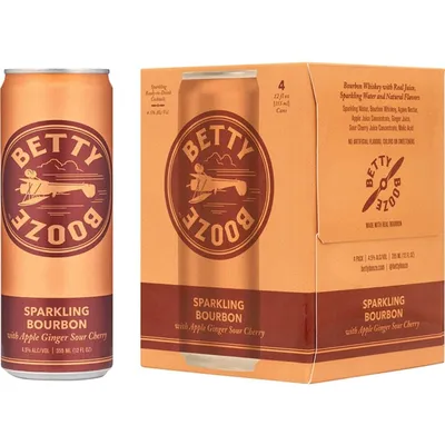 Betty Booze Sparkling Bourbon Apple Ginger Sour Cherry 4-pack 12 oz cans
