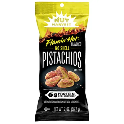 Nut Harvest Flamin' Hot No Shell Pistachios 2 oz Bag