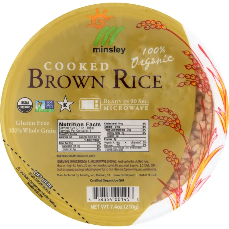Minsley Organic Cooked Brown Rice Bowl view 1