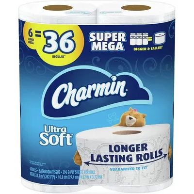 Charmin Ultra Soft Toilet Paper 6 Jumbo Rolls 6 Pack 221 sheets per rollsheets