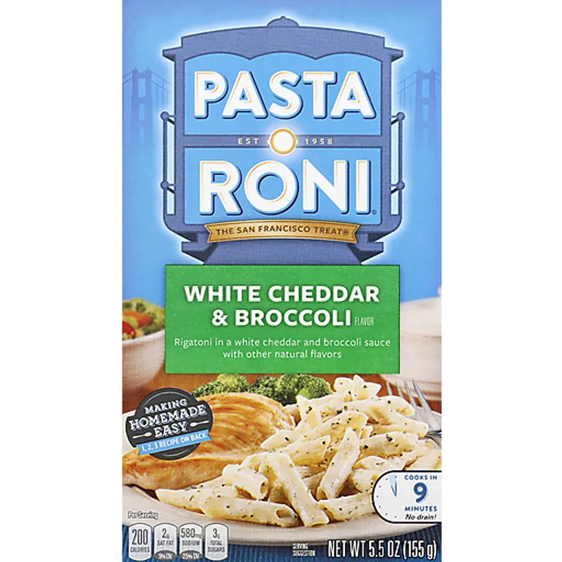 Pasta Roni White Cheddar & Broccoli Flavor Rigatoni Box view 1