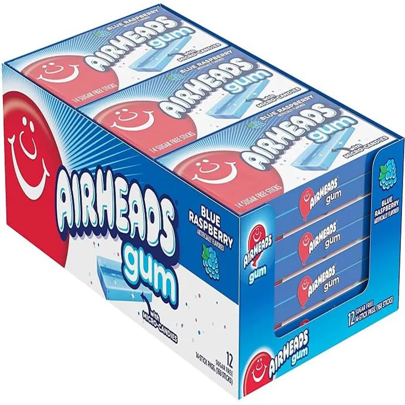 Air Heads Sugar Free Gum Blue Raspberry - with Micro Candies Box view 1