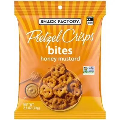 Snack Factory Honey Mustard Pretzel Crisps Bites 2.6 oz Bag