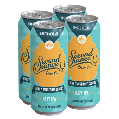 Second Chance Fluffy Tangerine Clouds Hazy IPA 4 Pack 16 oz Cans