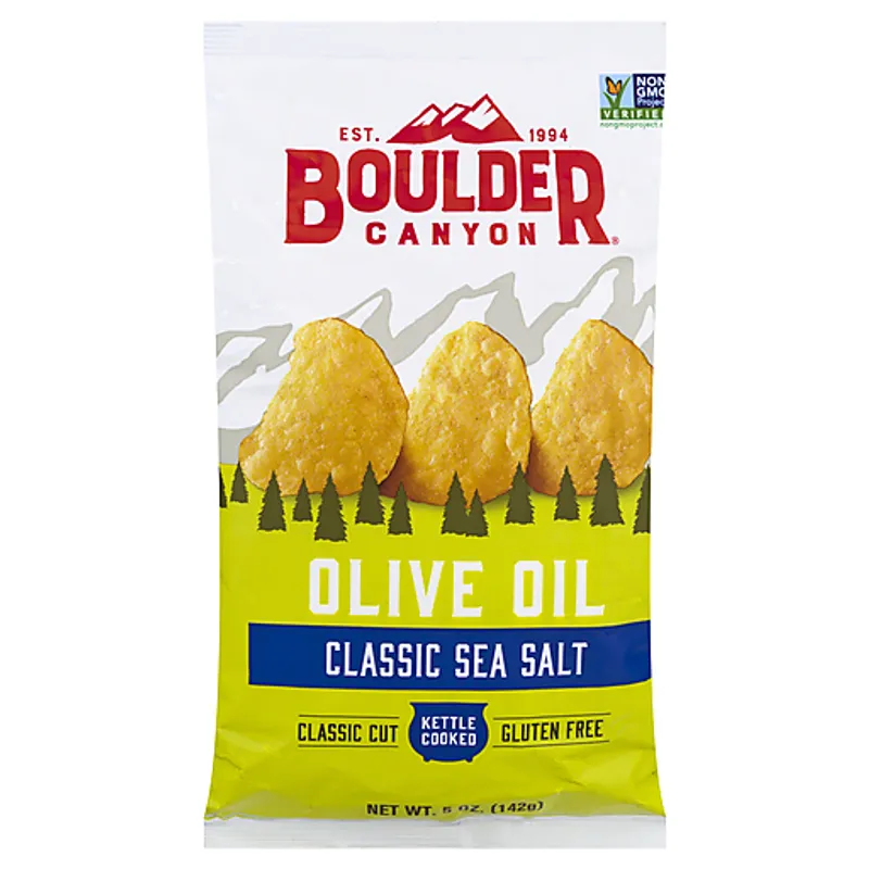 Boulder Canyon Olive Oil Classic Sea Salt Kettle Chips Bag view 1