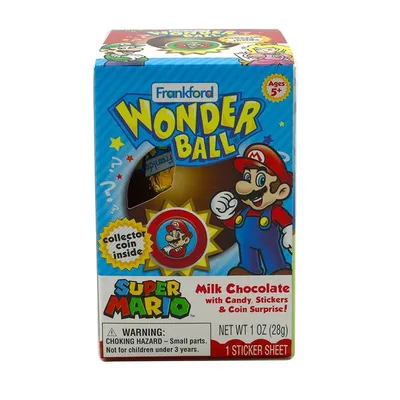 Frankford Wonder Ball Super Mario Chocolate Candy with Surprise Prize 1 oz Box