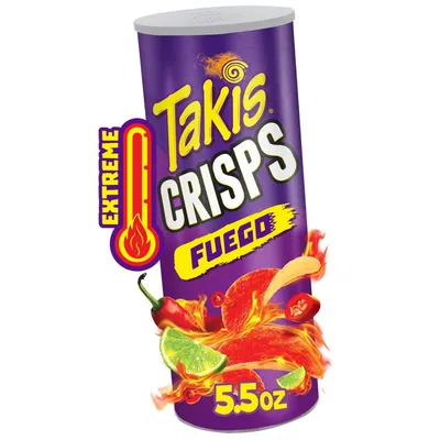 Takis Fuego Crisps Hot Chili Pepper & Lime 5.5 oz Can