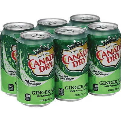 Canada Dry Caffeine Free Ginger Ale Soda 6 Pack 12oz Cans