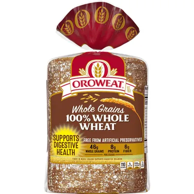 Oroweat 100% Whole Wheat Bread 24 oz Bag