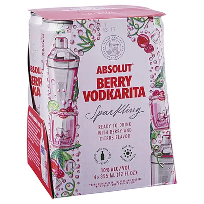 Absolut Berry Vodkarita 4pk 12oz Can