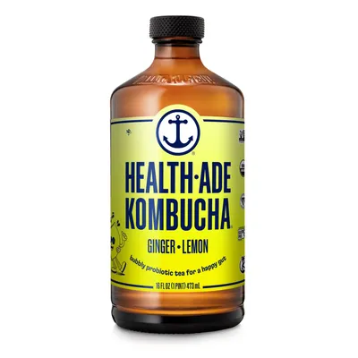 Health-Ade Kombucha Ginger Lemon 16 oz Bottle