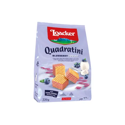 Loacker Quadratini Blueberry Yogurt Wafer Cookies 220g