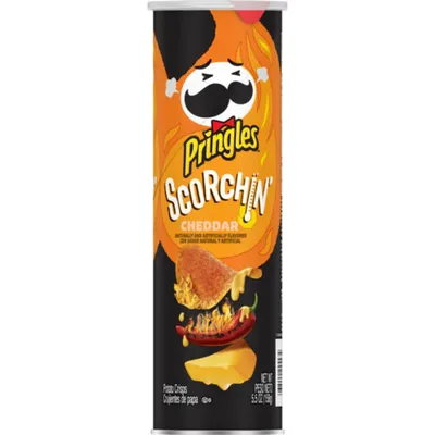 Pringles Scorchin' Cheddar Potato Crisps Chips 5.5oz Container