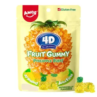 Amos 4D Fruit Gummy Pineapple Burst Bag