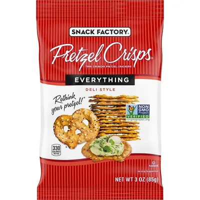 Snack Factory Pretzel Crisps Everything Deli Style 3 oz Bag