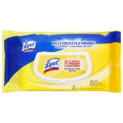 Lysol Disinfecting Wipes Lemon & Lime Blossom Scent 80 ct