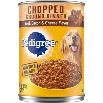 Pedigree Chopped Ground Dinner Beef, Bacon & Cheese Flavor Dog Food 22 oz. Can