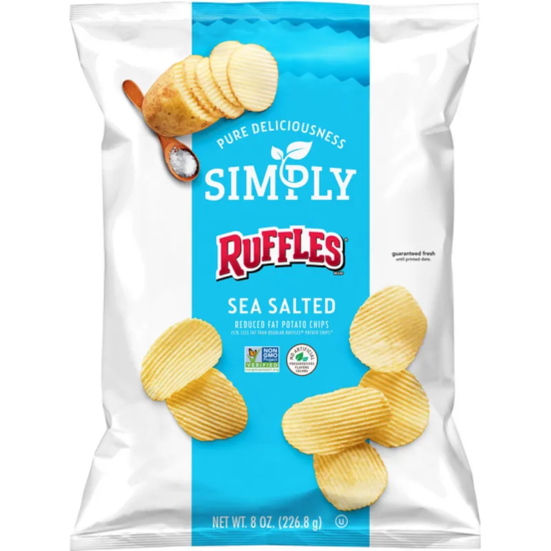 Ruffles Natural Potato Chips Sea Salt - Reduced Fat Bag view 1