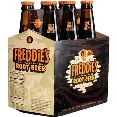 Freddie's Old Fashioned Root Beer 6 Pack 12 oz Bottles