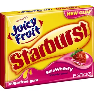Wrigleys Juicy Fruit Starburst Sugarfree Gum Strawberry
