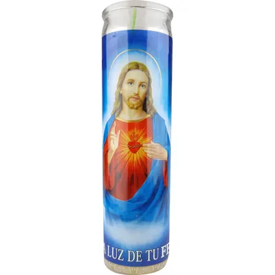 La Luz De Tu Fe Sagrado Corazon Religious Glass Candle 9 oz