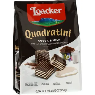 Loacker Quadratini Cocoa & Milk Wafer Cookies
