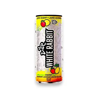 White Rabbit Raspberry Lemonade Kratom Seltzer 12oz Can