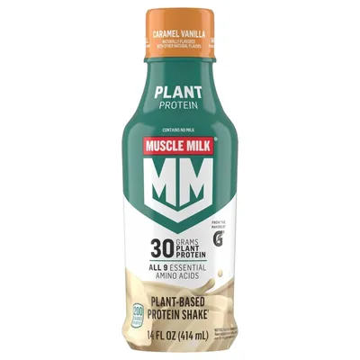 Muscle Milk Plant Protein Caramel Vanilla 14 oz Bottle