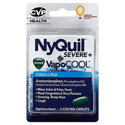 Vicks NyQuil Severe VapoCOOL Cold & Flu 4 Coated Caplets