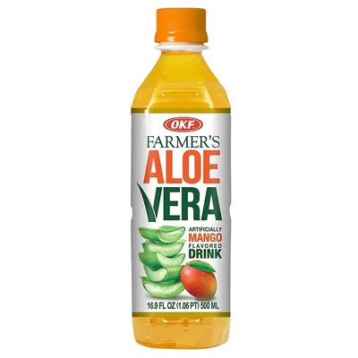OKF Farmers Aloe Vera Mango Drink 16.9 oz Bottle