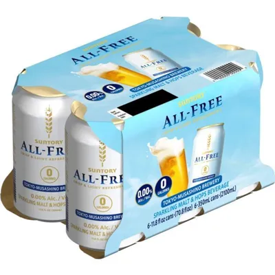Suntory All-Free Sparkling Malt Non-Alcoholic Beer 6-pack 11.8 oz cans