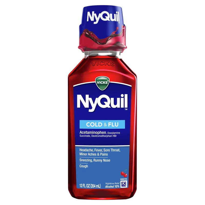 Vicks NyQuil Cold & Flu Nighttime Relief Liquid Cherry view 1