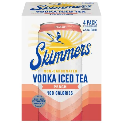 Skimmers Peach Vodka Iced Tea 4 Pack 12 oz Cans