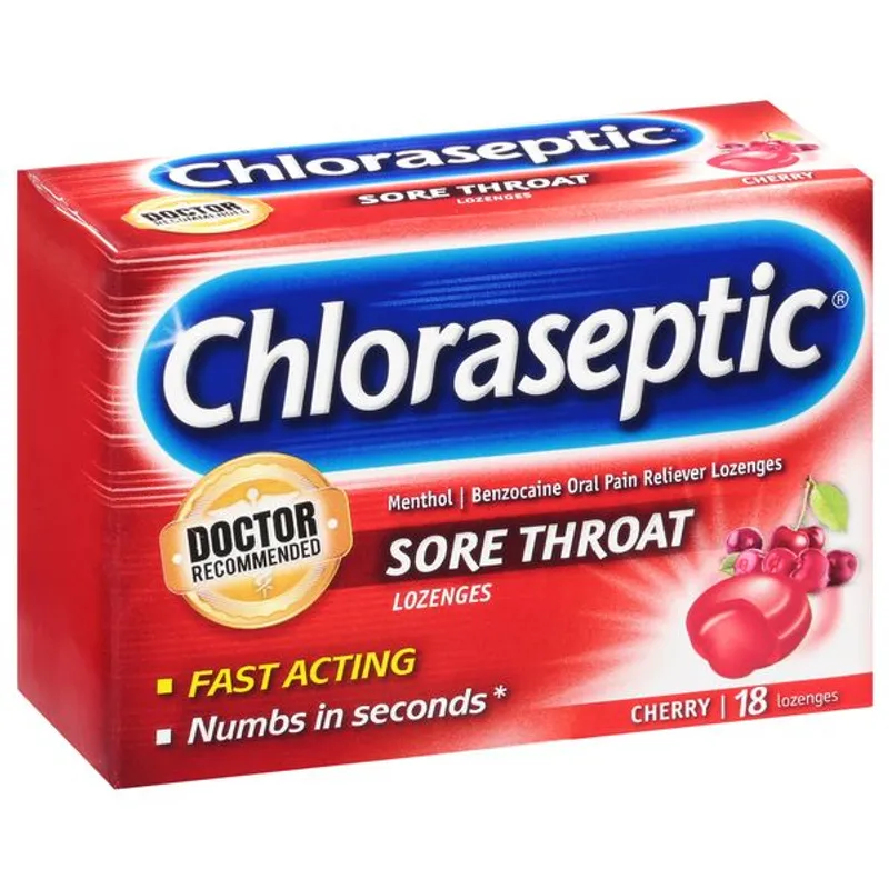Chloraseptic Cherry Sore Throat Lozenges Box view 1
