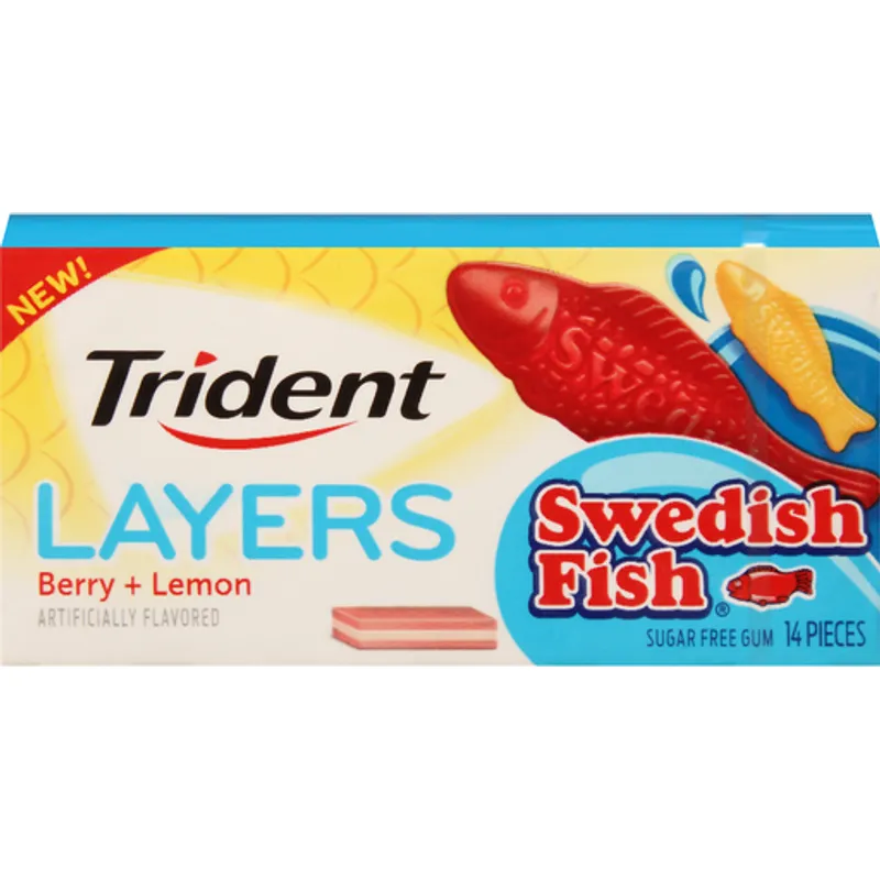 Trident Layers Swedish Fish Sugar Free Gum Berry + Lemon view 1