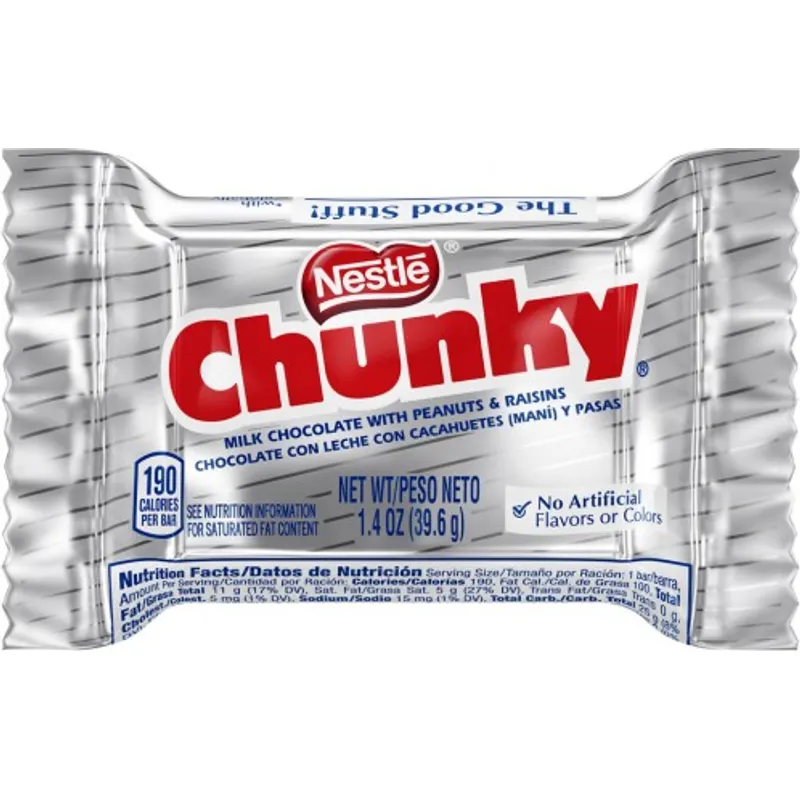Nestle Chunky Candy Bar Milk Chocolate with Peanuts and Raisins view 1