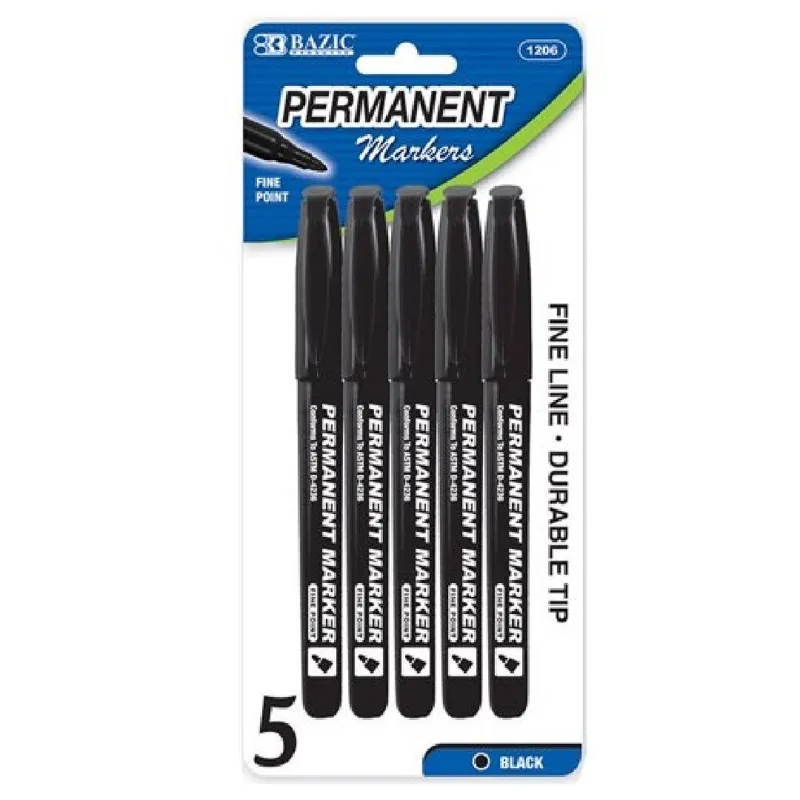 BAZIC Fine Tip Black Permanent Markers view 1