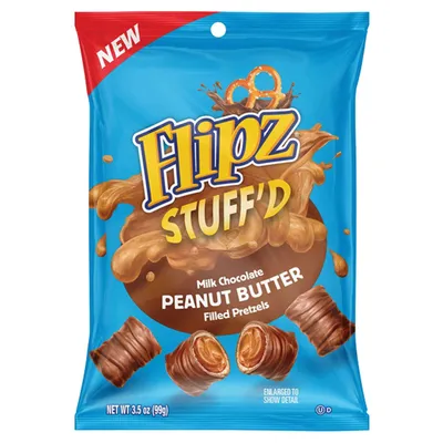 Flipz Stuff'd Milk Chocolate Peanut Butter Pretzels 3.5 oz Bag