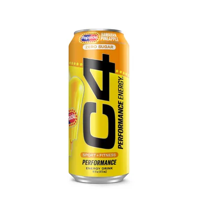 C4 Energy Drink Hawaiian Pineapple Popsicle Zero Sugar 16 oz Can