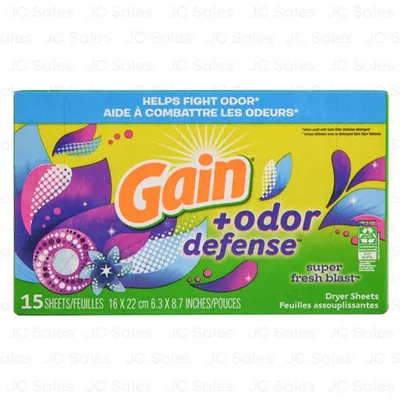 Gain Odor Defense Dryer Sheets Super Fresh Blast 15 ct 15ct Box