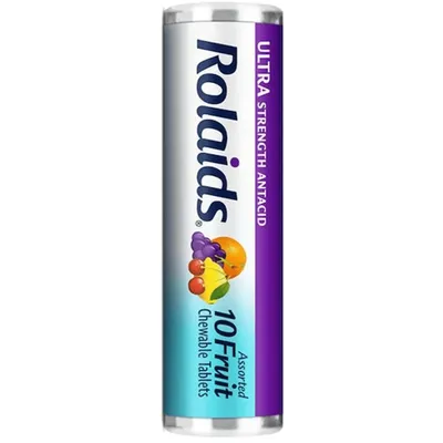 Rolaids Ultra Strength Antacid Assorted Fruit 10 Chewable Tablets