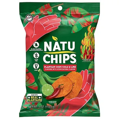 Natuchips Plantain Chips Chile & Lime 4 oz Bag