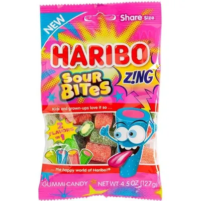 Haribo Gummi Candy Sour Bites 4.5oz Bag