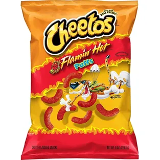Cheetos Flamin' Hot Puffs Cheese Flavored Snacks Bag
