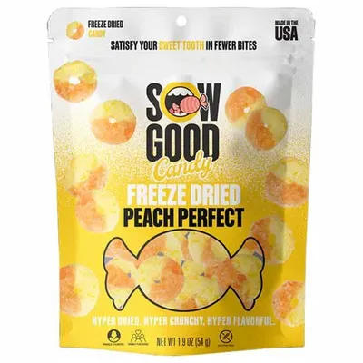 Sow Good Peach Perfect Freeze Dried Candy 1.9 oz Bag