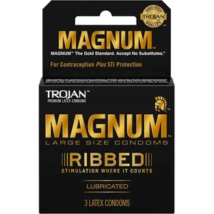Trojan Magnum Ribbed Lubricated Latex Condoms Box