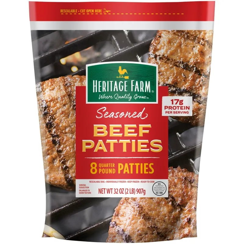 Heritage Farm Seasoned Quarter Pound Beef Patties view 1