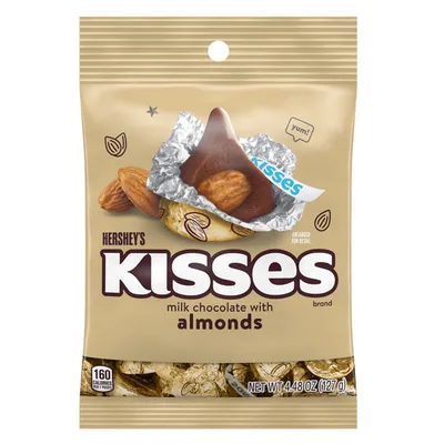 Hershey's Kisses Milk Chocolate with Almonds 4.48 oz Bag