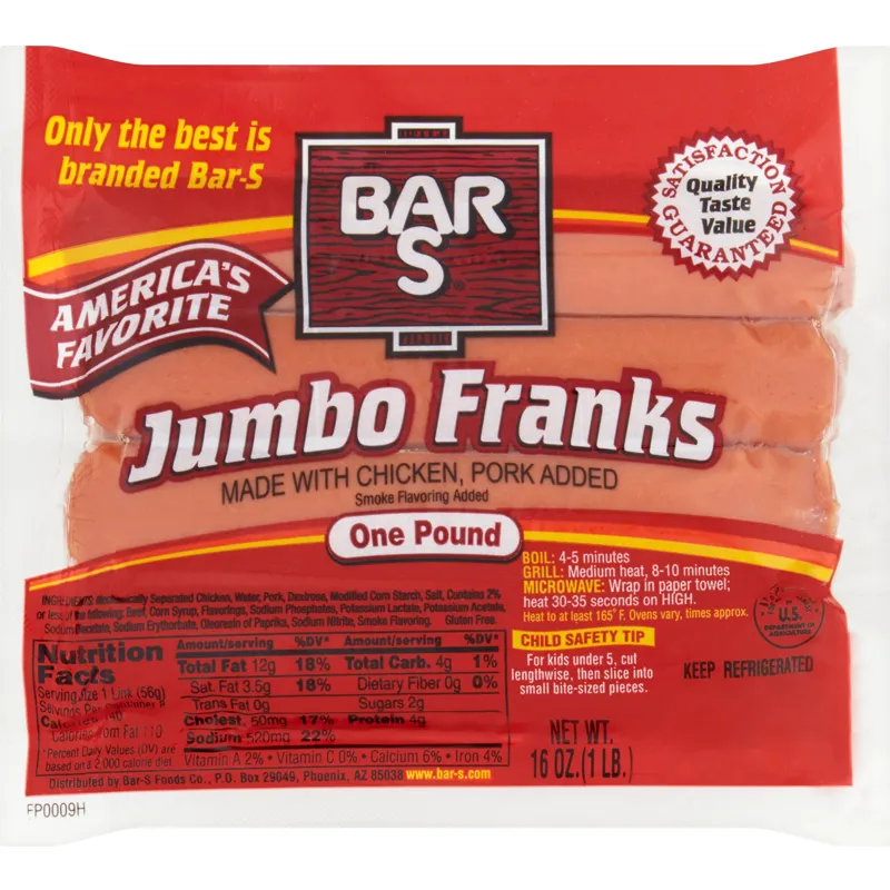 Bar-S Foods Gluten Free Jumbo Fully Cooked Classic Franks view 1