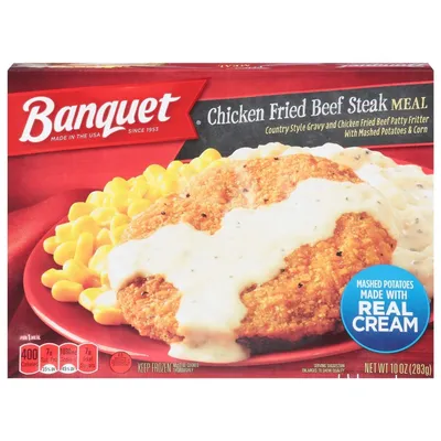 Banquet Chicken Fried Beef Steak Frozen Meal 10 oz